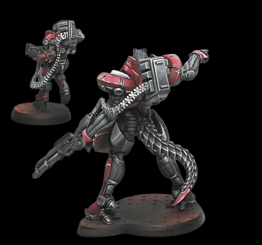 Sci-Fi Mecha Soldier Red Armor Power Suit with Cannon 1/35 Resin Figure Kit - resin model view 2