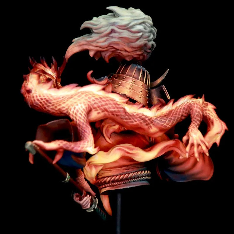 Fantasy Female Samurai Warrior with Dragon Companion 1/12 Resin Bust Kit - resin model view 2