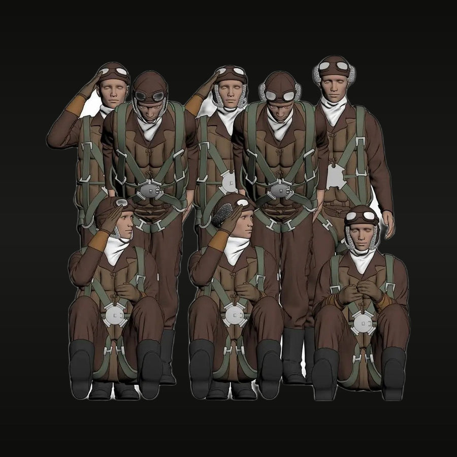 WWII Japanese IJN Naval Aviators Set 1/72 Resin Figure Kit (7pcs) - unpainted resin model kit