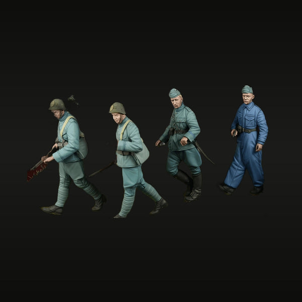 WWII German Infantry Squad Walking 4-Figure Set 1/35 Resin Kit