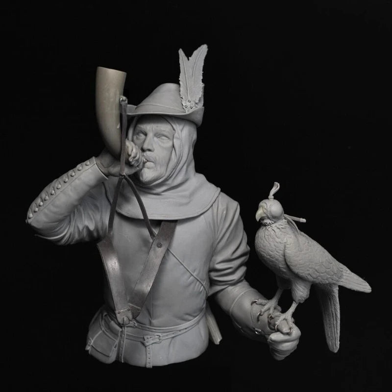 Medieval European Warrior with Kettle Hat 1/10 Scale Resin Bust Kit - resin model view 3