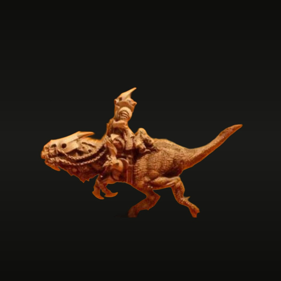 Fantasy Warrior Rider on Tyrannosaurus Rex 28mm Resin Figure Kit - unpainted resin model kit