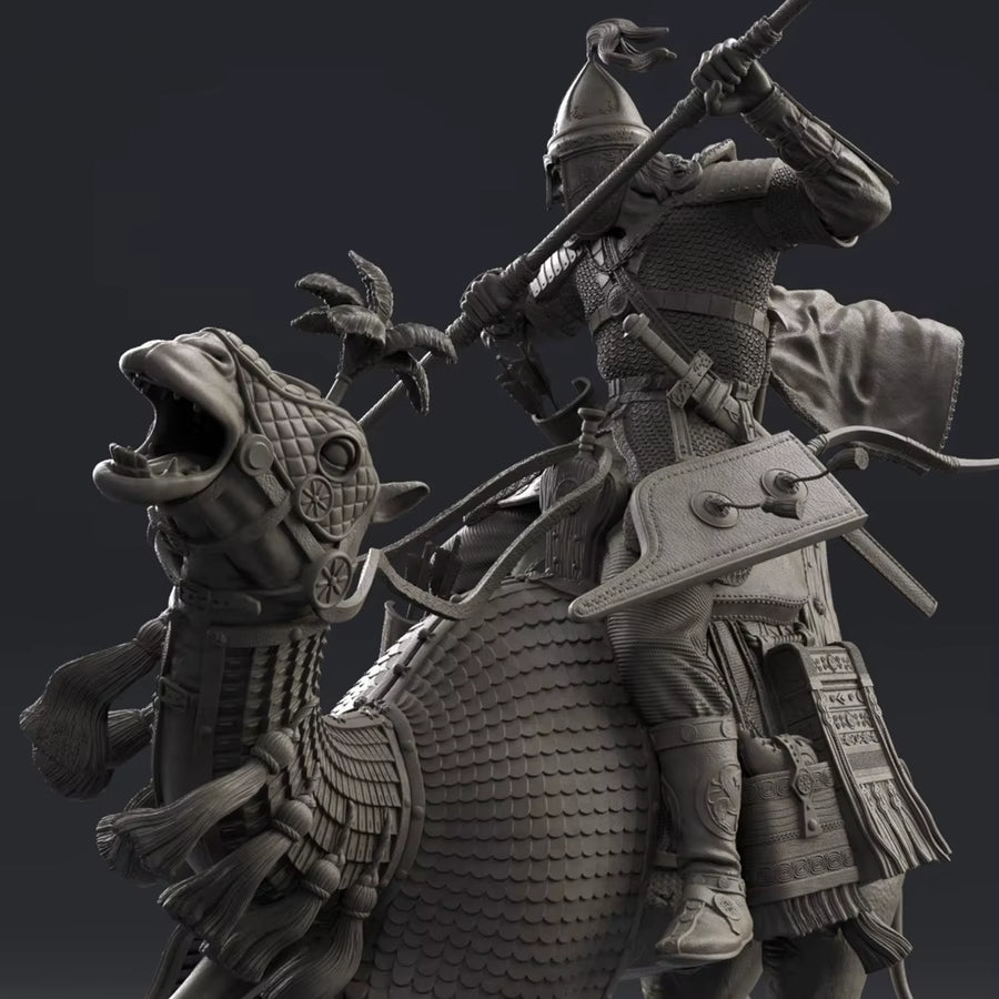 1/12 Resin Figure Unpainted Model Kit, Ancient Soldier (With Mount), Unassembled and Unpainted GK