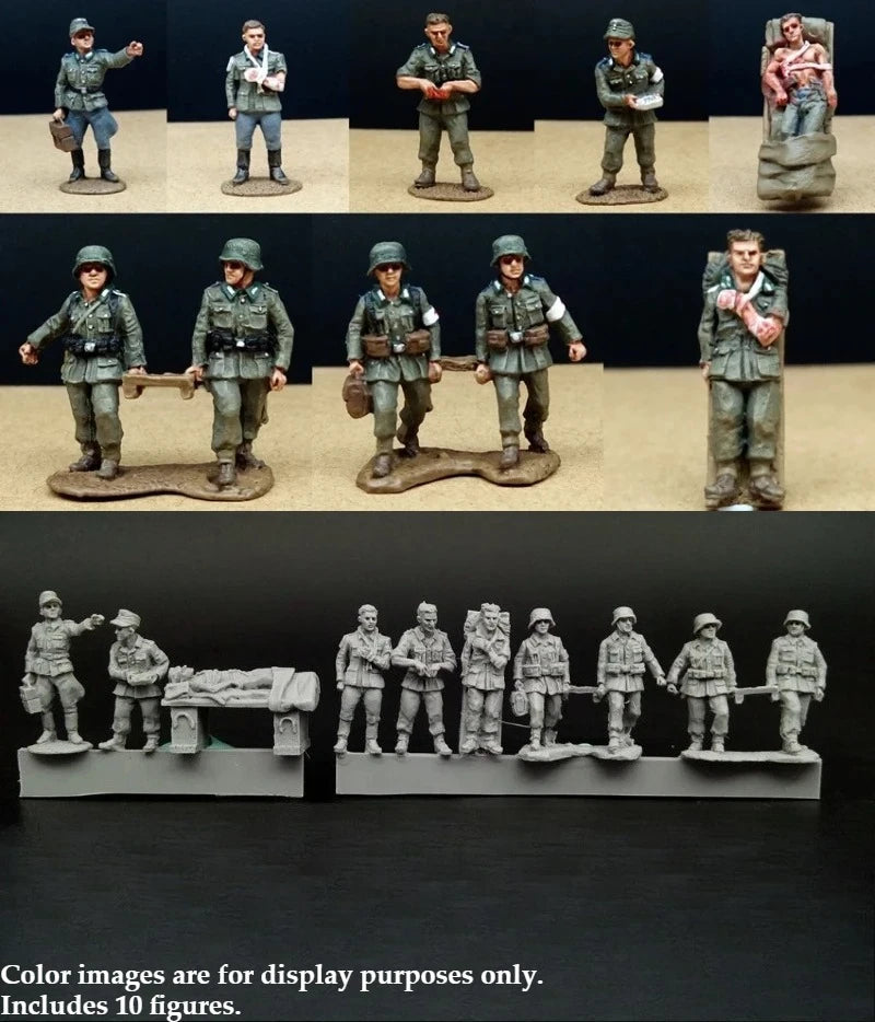 WWII German Infantry with Casualties Stretcher Set 1/72 Resin Kit - unpainted resin model kit
