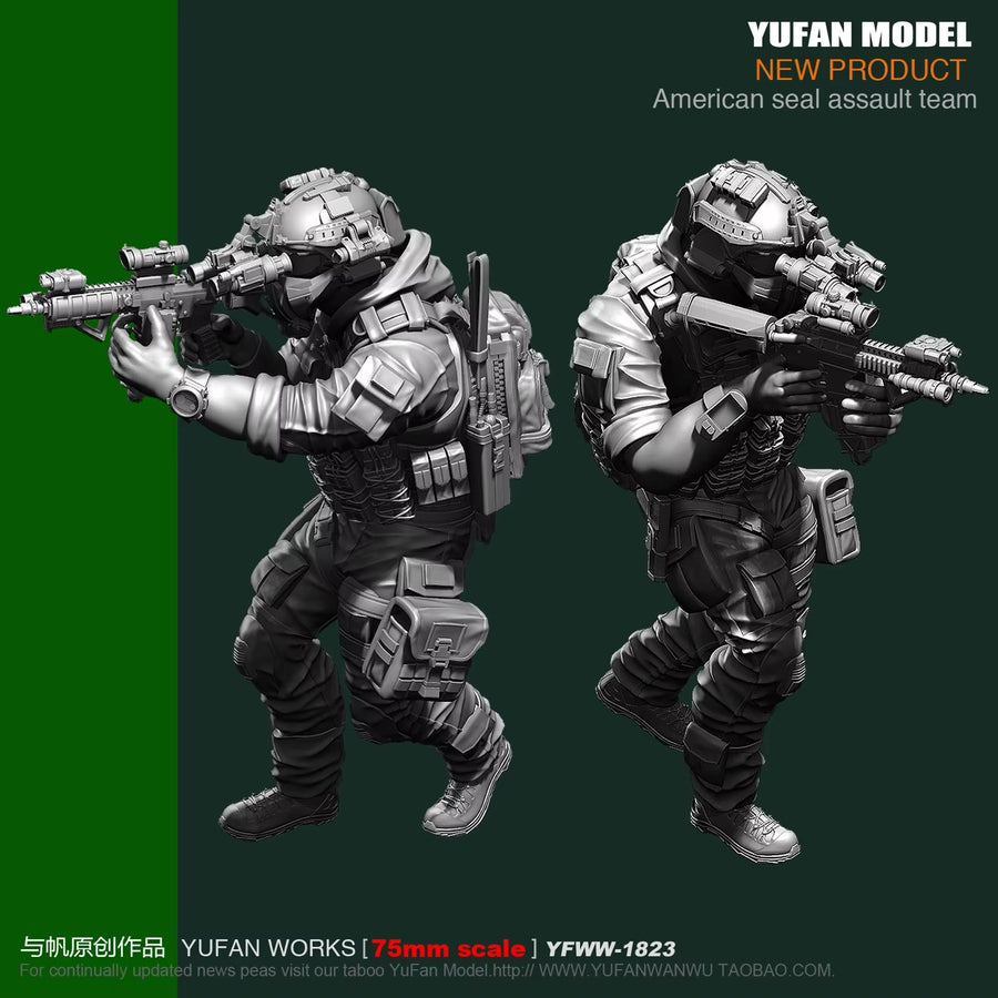 Modern US Special Forces Operator Full Figure with Assault Rifle 75mm Resin Kit - resin model view 3
