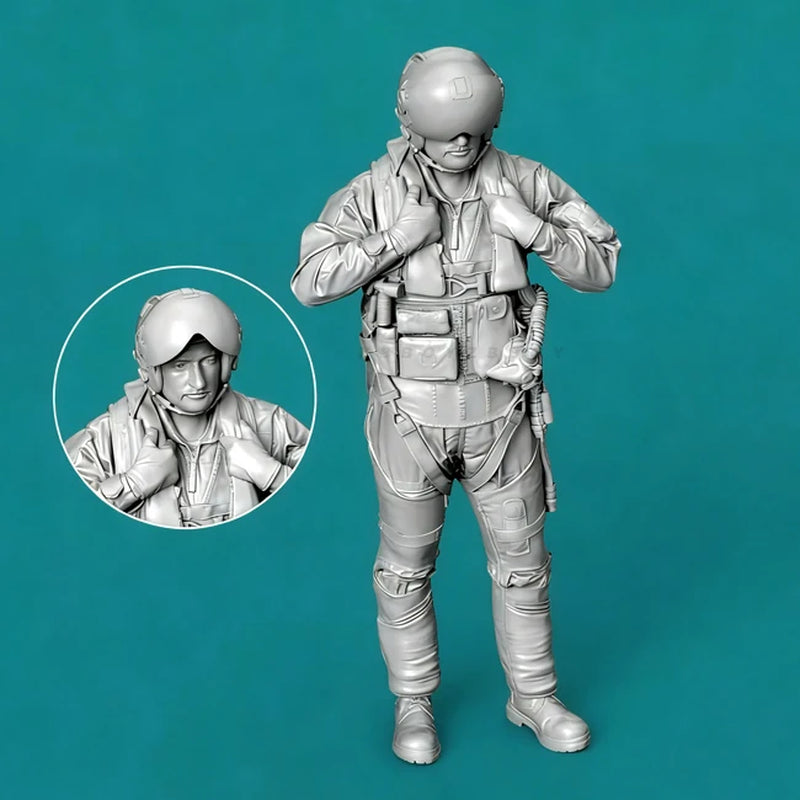 Modern Military Fighter Pilot with Flight Helmet and G-Suit 1/24 Resin Figure Kit - resin model view 2