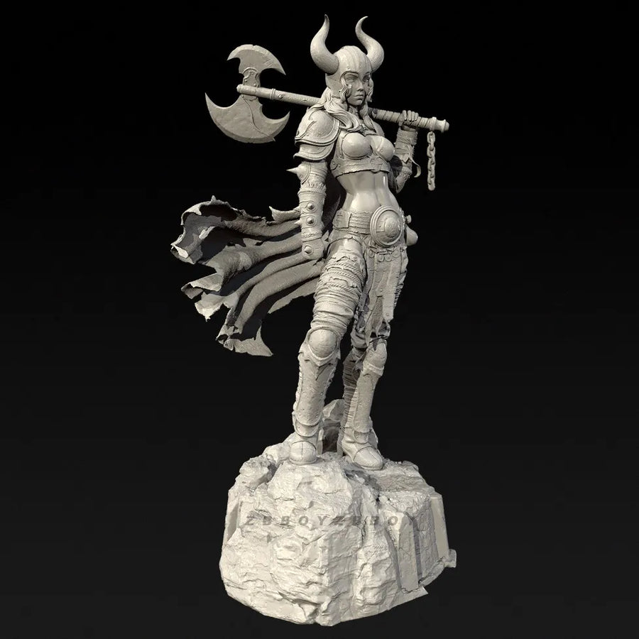 Fantasy Female Horned Valkyrie Bust with Gold Headdress 75mm Resin Kit - resin model view 4