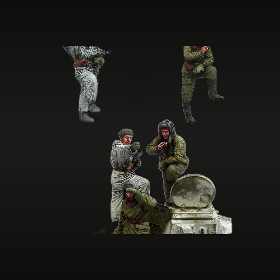 WWII Soviet Tank Crew Set 5 Figures 1/35 Resin Diorama Kit - unpainted resin model kit