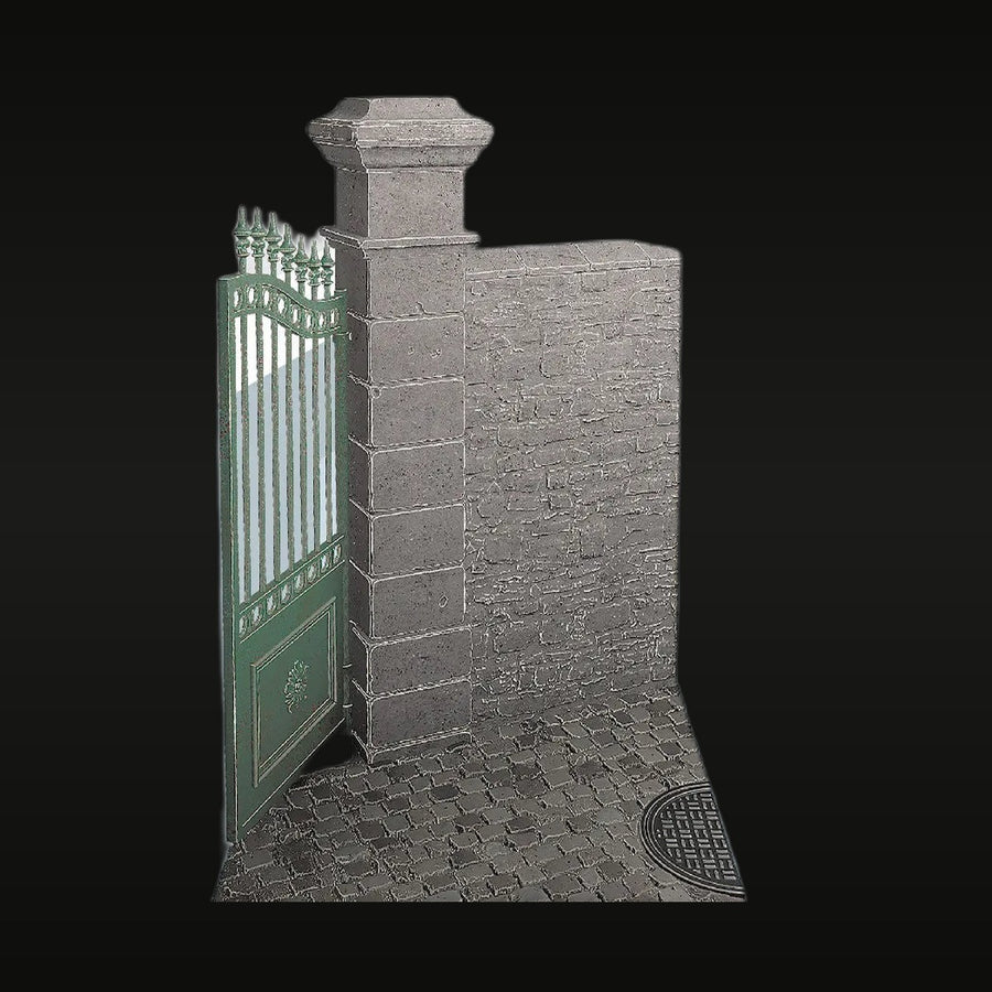 Gate & Wall 02 Stone Diorama Base 1/35 Resin Kit - unpainted resin model kit