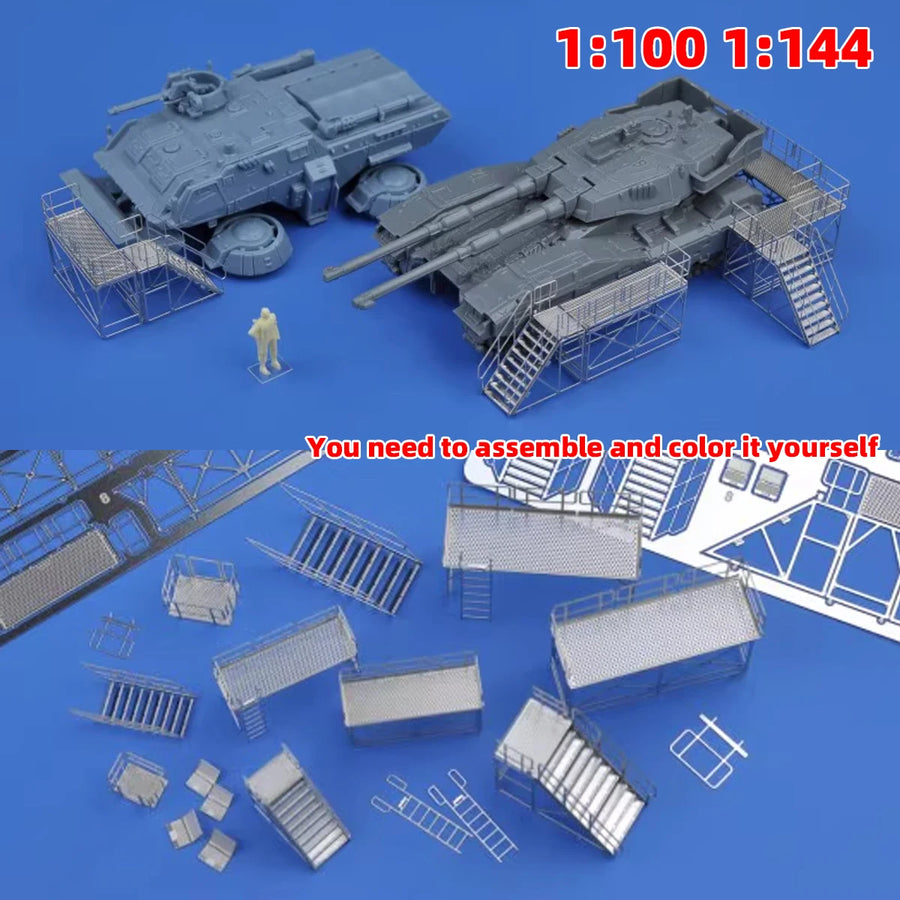 1/144 1/100 PE Scale Model Kit Maintenance Ladders Climbing Ladder Maintenance Platform Sand Table Diorama Models for Robot Mech