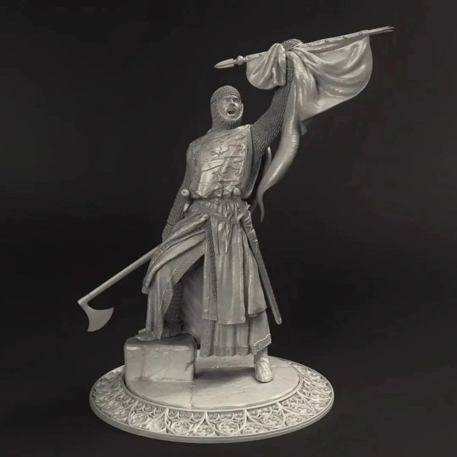 Medieval Knight Commander with Green Banner 75mm Resin Figure Kit - resin model view 2