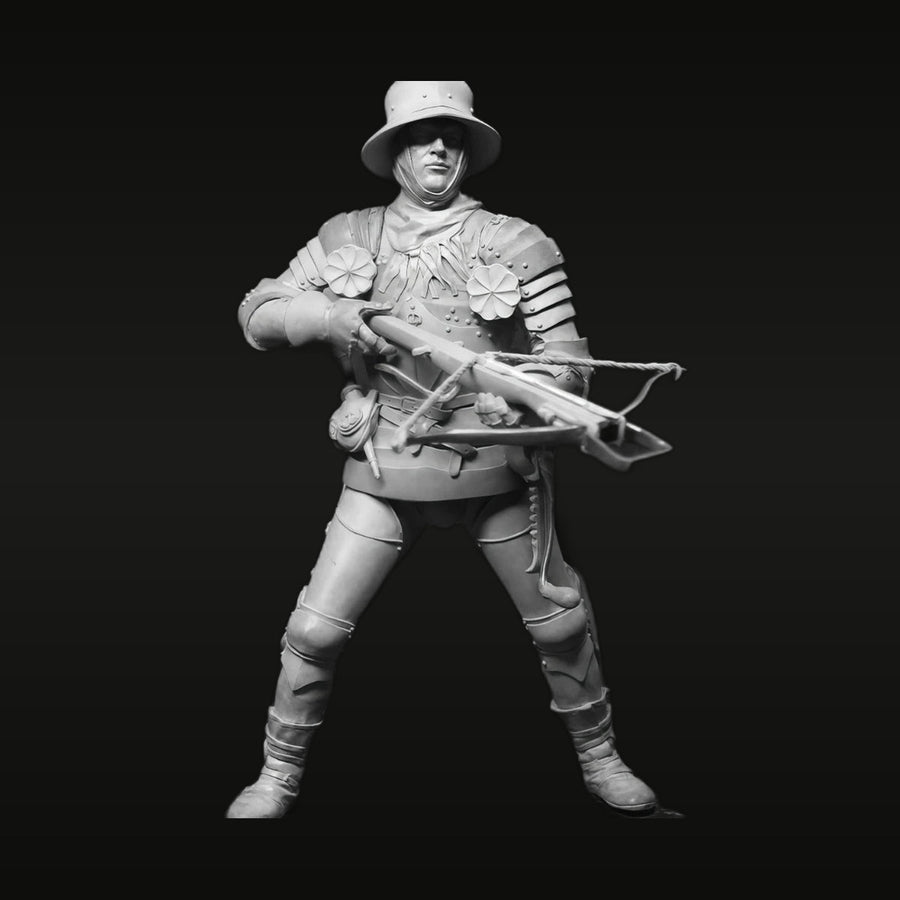 Medieval Fantasy Armored Warrior with Crossbow 75mm Resin Figure Kit - unpainted resin model kit