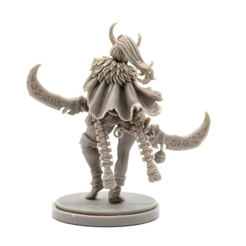 Fantasy Female Warrior with Mace and Lantern 38mm Resin Figure Kit - resin model view 3