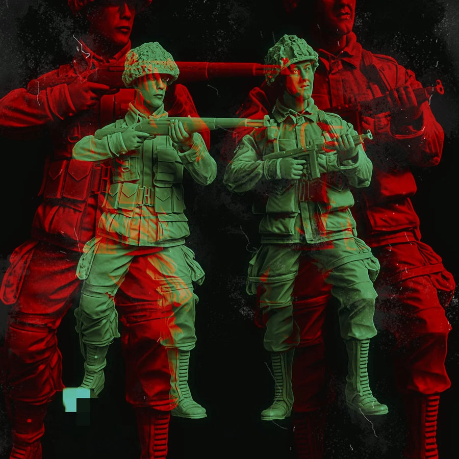 WWII US Paratrooper Airborne Combat Team 1/35 Resin Figure Set - resin model view 2