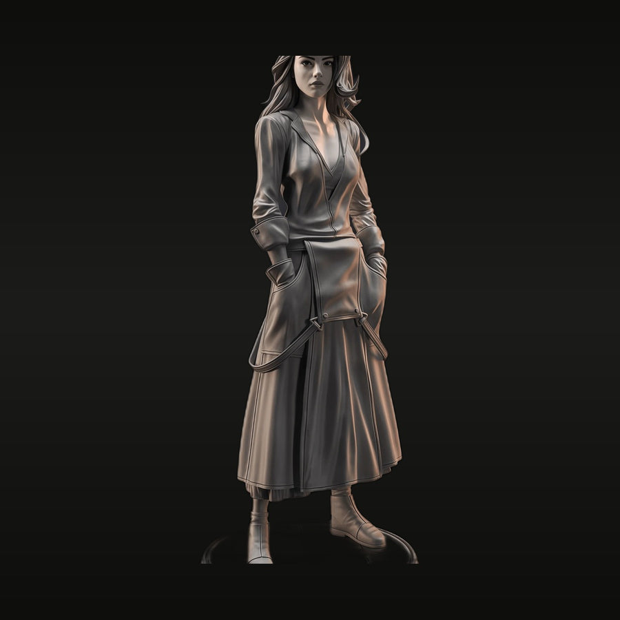 Fantasy Steampunk Female Character with Long Coat 1/24 Resin Figure Kit - unpainted resin model kit