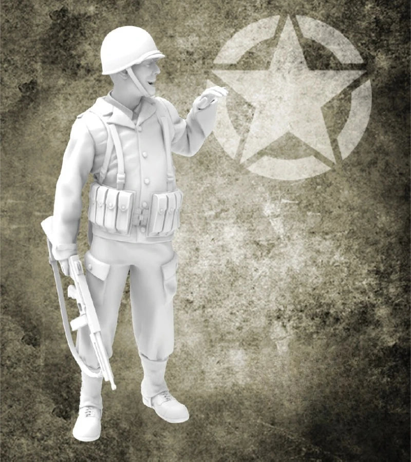 1/35 Scale Die-Cast Resin Figure Model Kit WWII US Soldier at Rest Unassembled and Unpainted