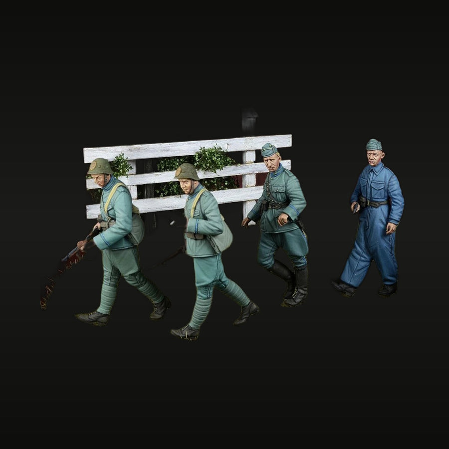 WWI Dutch Infantry Section with Diorama Base 1/35 Resin Figure Set - unpainted resin model kit