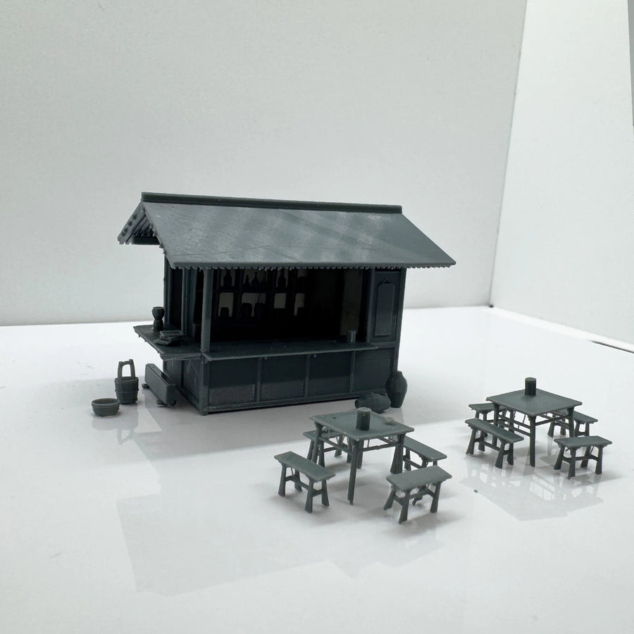 Vintage Tea Stall with Table and Chair Decorations LYTS094 1/220 1/48 1/64 1/72 1/87 1/144 1/160 Z Scale Miniature Scene