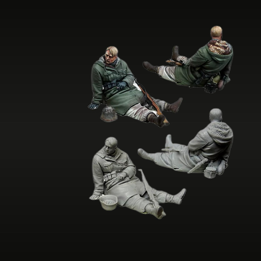 WWII Soviet Infantry Seated Rest Poses 1/35 Resin Figure Set - unpainted resin model kit