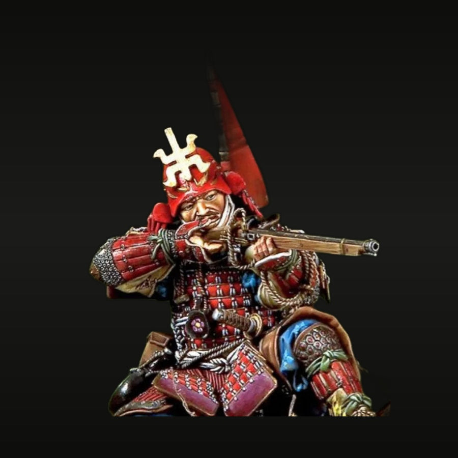 Edo Period Japanese Samurai with Matchlock Musket 90mm Resin Bust Kit - unpainted resin model kit
