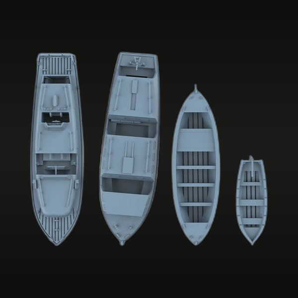 Royal Navy Lifeboat Set 4-Piece with Interior Detail 1/350 1/700 Resin Ship Accessory Kit