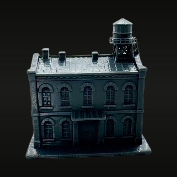 Vintage Two-Story Building with Water Tower Z Scale 1/220 Resin Model Kit