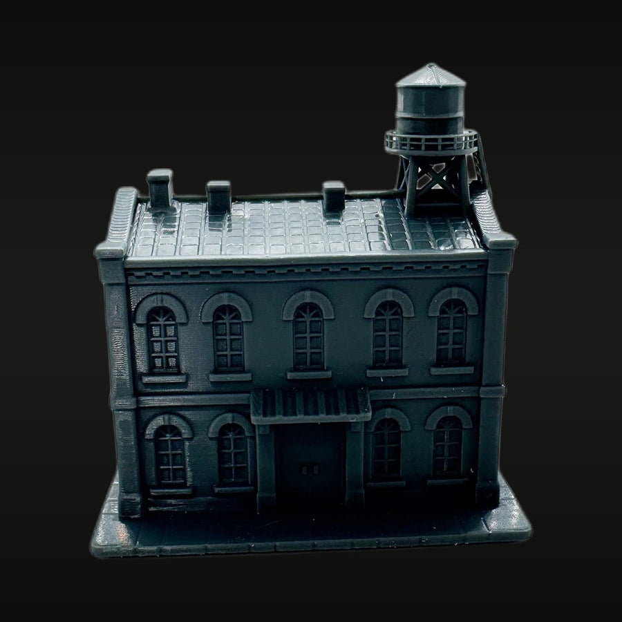Vintage Two-Story Building with Water Tower Z Scale 1/220 Resin Model Kit - unpainted resin model kit