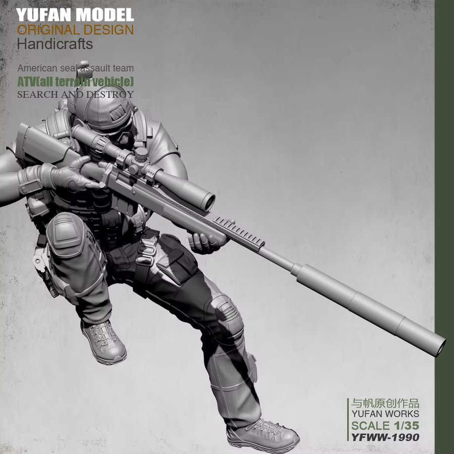 Modern Tactical Operator Airborne Sniper 1/35 Resin Figure Kit - resin model view 4