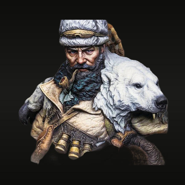 Historical Arctic Explorer with Polar Bear 1/10 Resin Composite Bust