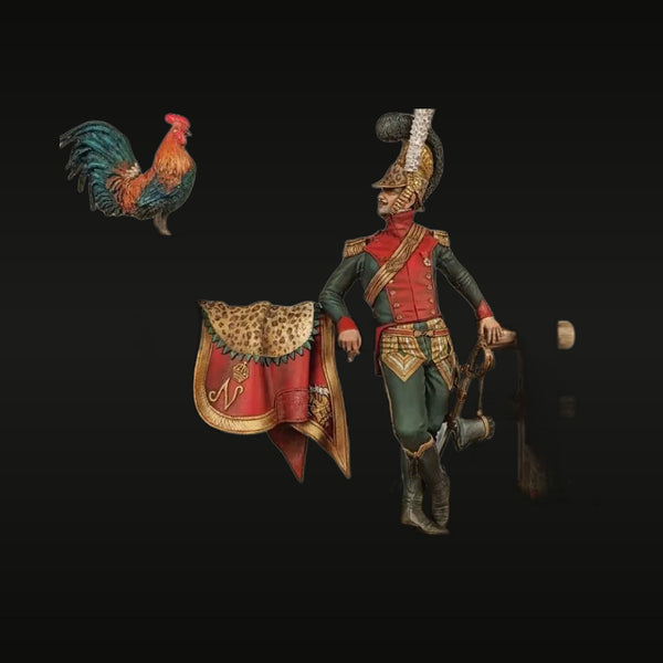 Napoleonic Officer with Leopard Cape & Rooster 75mm Resin Figure Kit