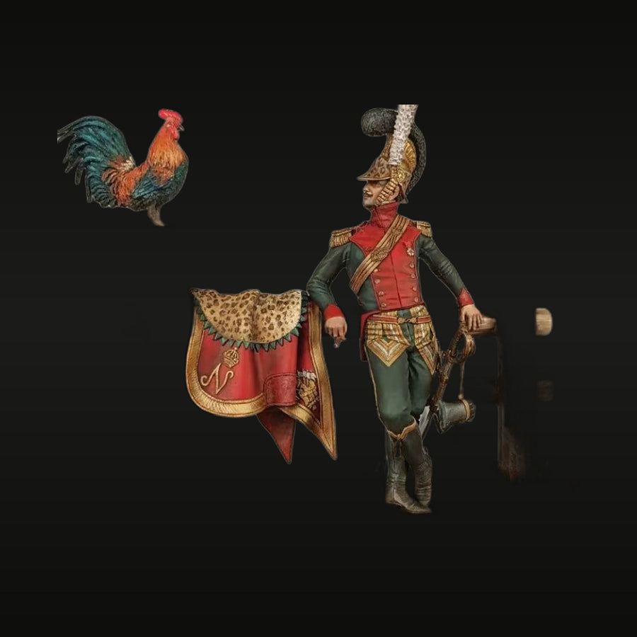 Napoleonic Officer with Leopard Cape & Rooster 75mm Resin Figure Kit - unpainted resin model kit