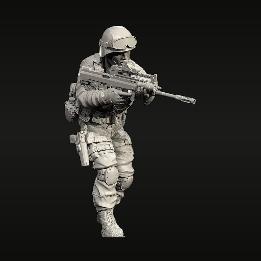 Modern Chinese PLA Soldier with Body Armor and QBZ-95 1/72 Resin Figure Kit - unpainted resin model kit