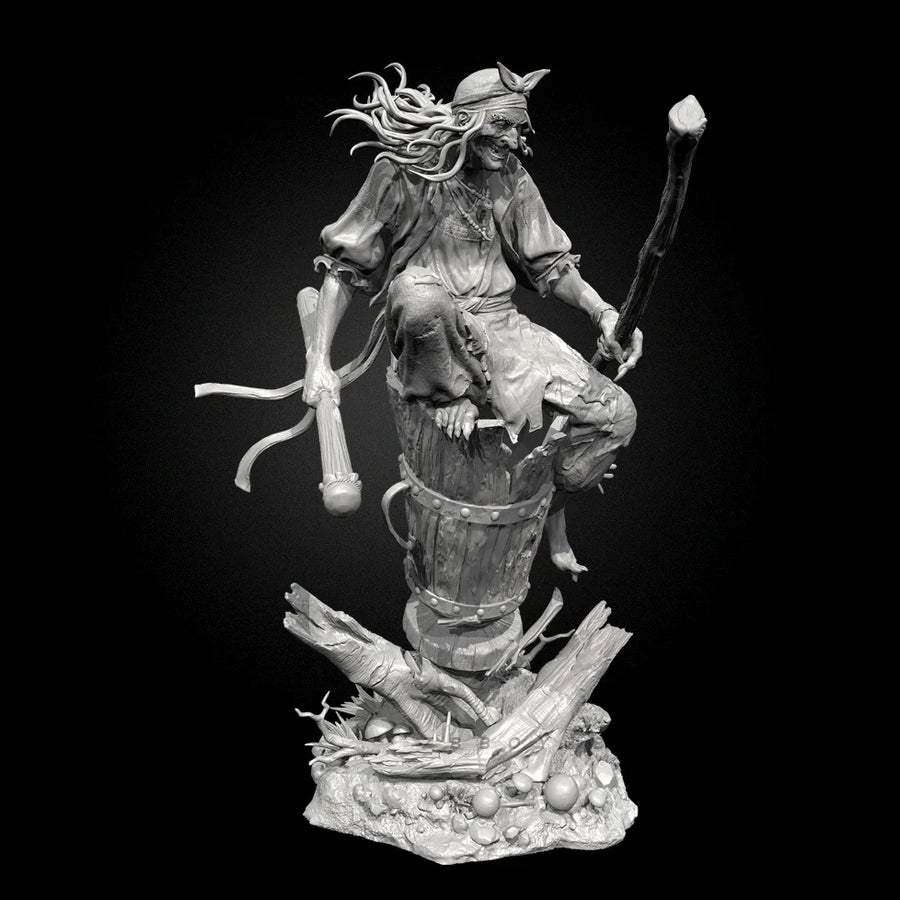 Fantasy Hag Witch with Staff 65mm Resin Figure Kit - resin model view 5