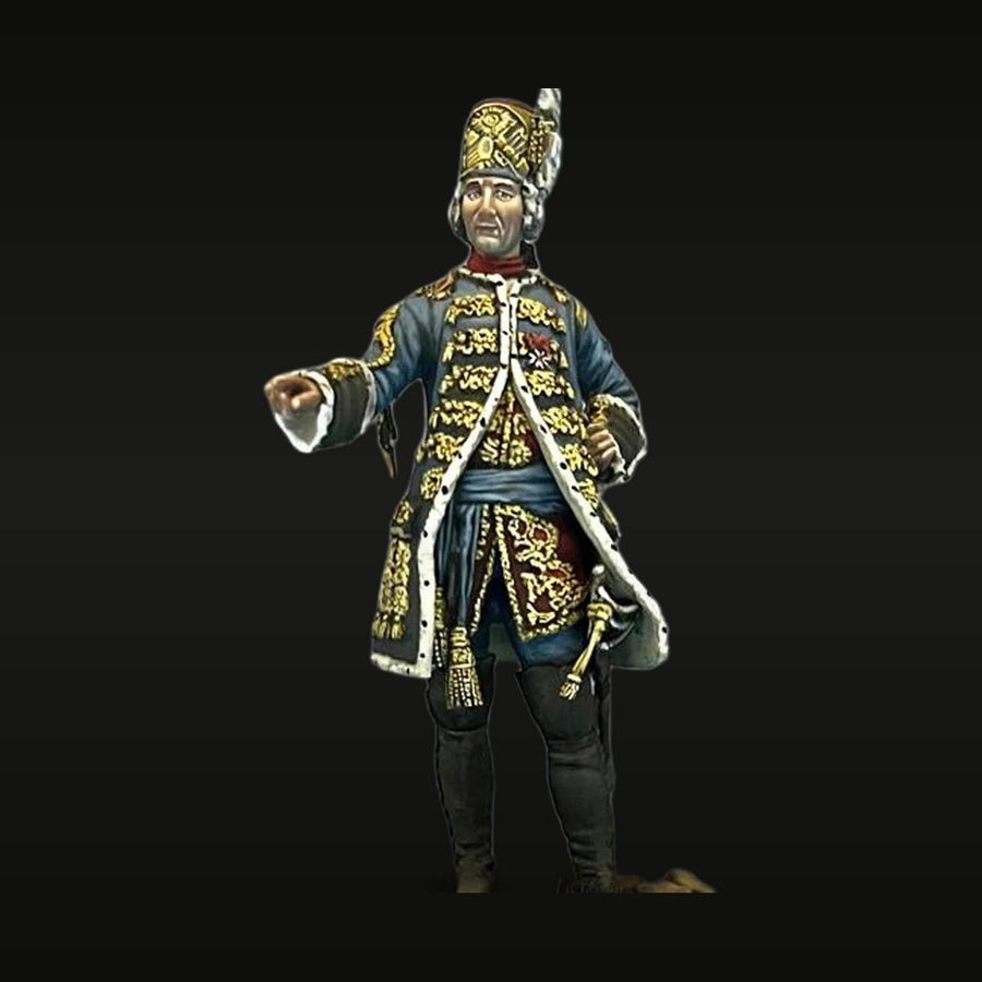 18th Century French Officer Simon Claude Grassin de Glatigny 75mm Resin Figure - unpainted resin model kit