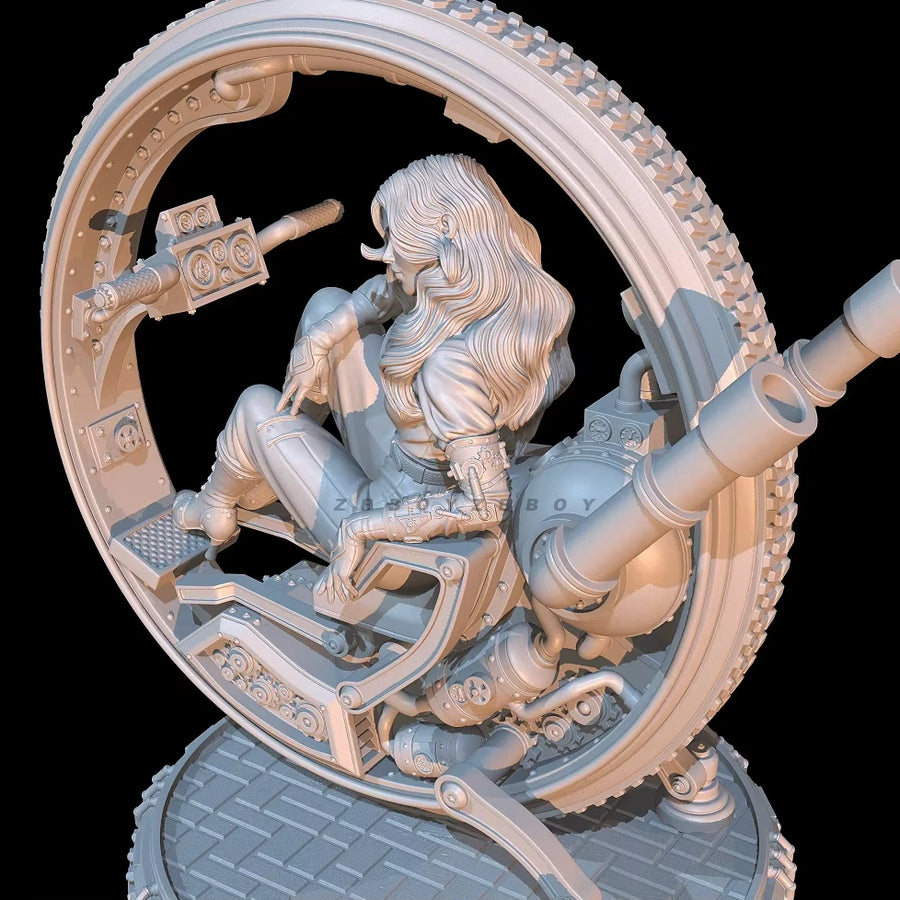 Steampunk Astronomer with Telescope 70mm Resin Figure - resin model view 4