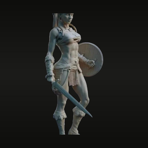 Fantasy Female Warrior Full Figure with Sword and Shield 75mm Resin Kit