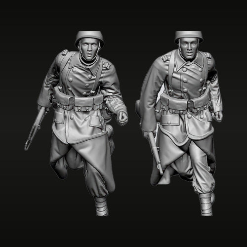 WWII French Infantry Soldiers Running 1/35 Resin Figure Set
