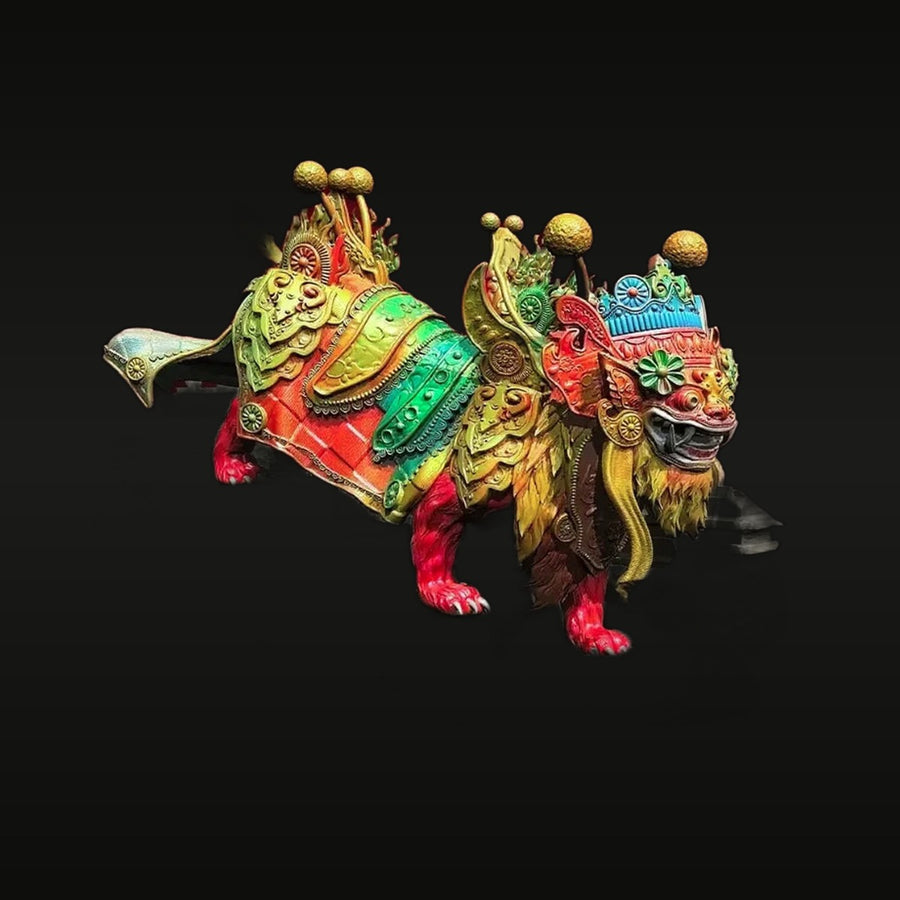 Oriental Foo Dog Lion Pair 50mm Resin Diorama Figure Kit - unpainted resin model kit
