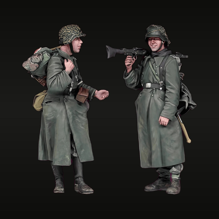 WWII Soviet Infantry with Mosin-Nagant & PPSh-41 1/35 Resin 2-Figure Set - unpainted resin model kit