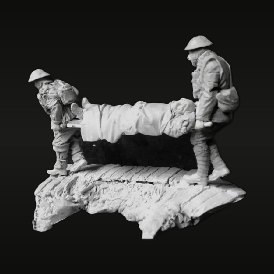 WWI British Stretcher Bearers with Wounded 54mm Resin Diorama Kit - unpainted resin model kit