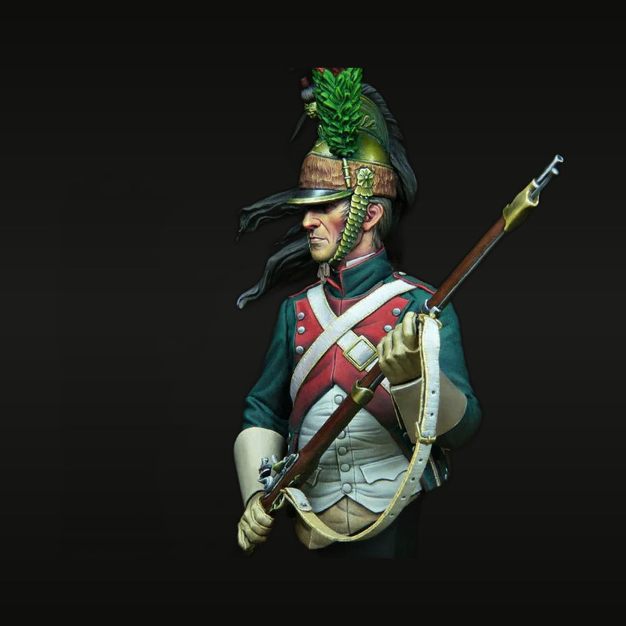 Napoleonic French Infantry Soldier with Plumed Helmet 1/12 Resin Bust - unpainted resin model kit