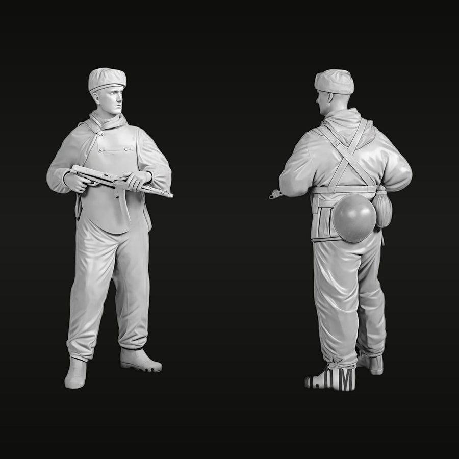 WWII Soviet PPSh-41 Submachine Gunner 1/16 Resin Figure Kit - unpainted resin model kit