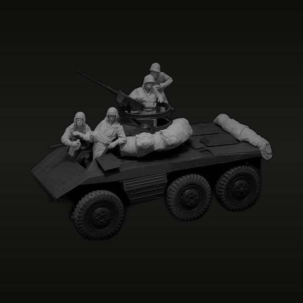WWII US Army M8 Greyhound Armored Car with 5 Crew Figures 1/35 Resin Kit