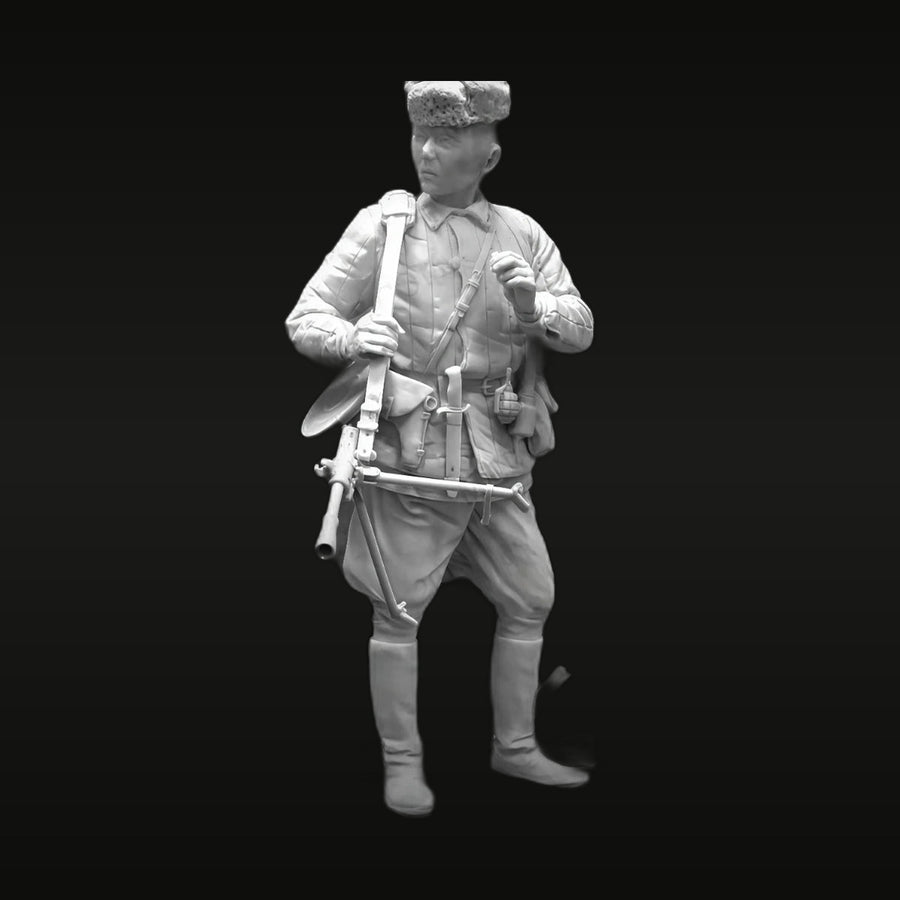 WWII Soviet Red Army Soldier with Mosin-Nagant 75mm Resin Figure Kit - unpainted resin model kit
