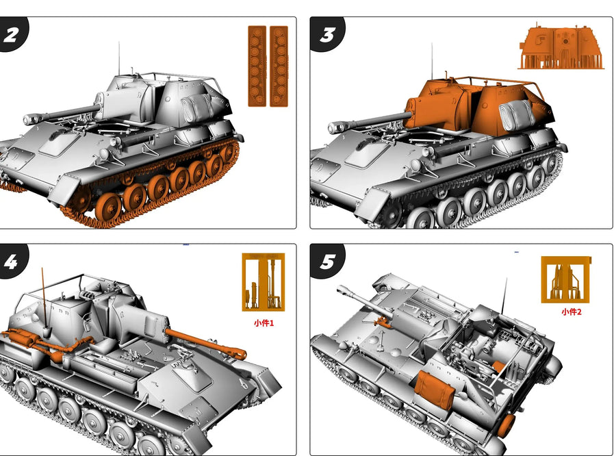 WWII Soviet SU-76M Self-Propelled Gun 1/56 Resin Vehicle Kit - resin model view 2