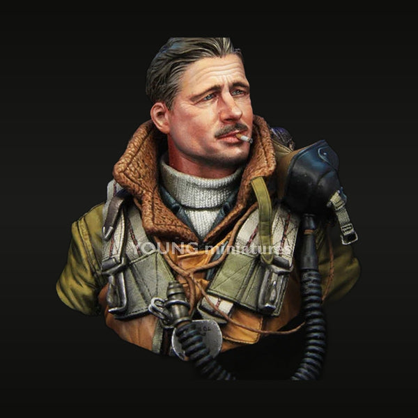 WWII RAF Bomber Pilot with Oxygen Mask 1/35 Resin Bust Kit
