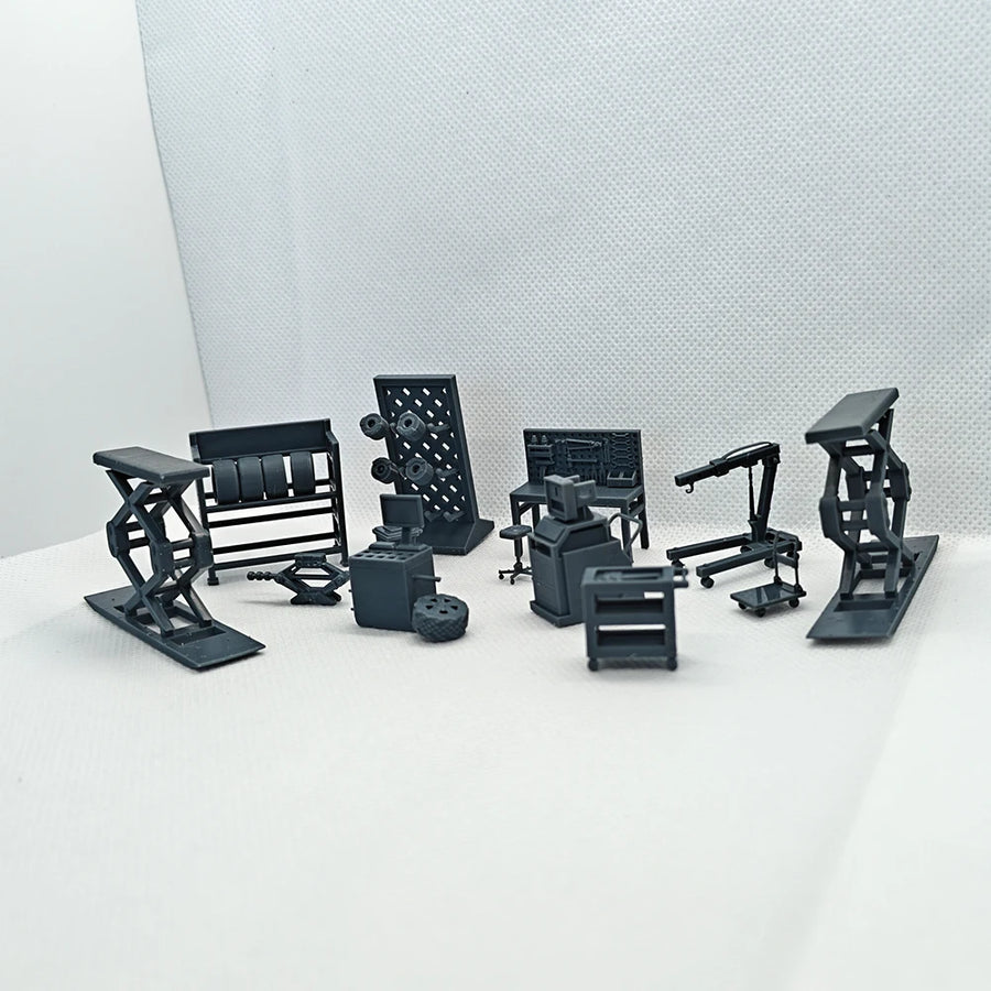 Workshop Diorama Accessory Set with Scissor Lift and Workbench 1/35 Resin Kit - resin model view 2