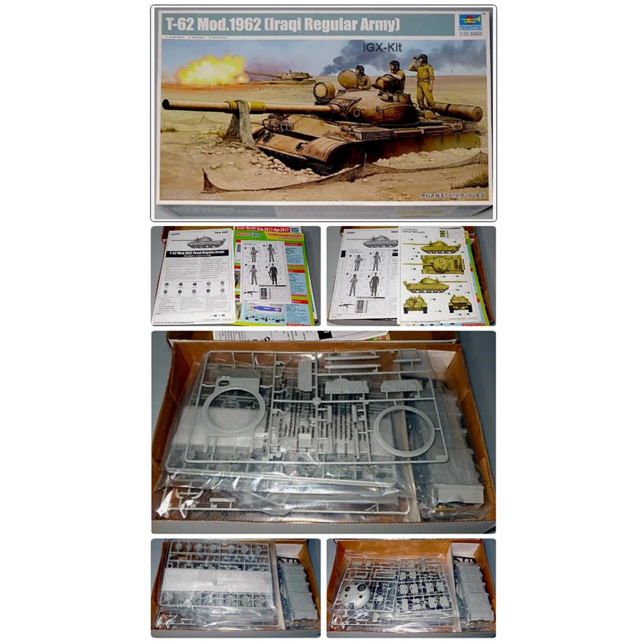 Trumpeter 01548 1/35 Scale Iraq T-62 T62 Mod 1962 Tank Military Children Toy Gift Plastic Assembly Building Model Kit