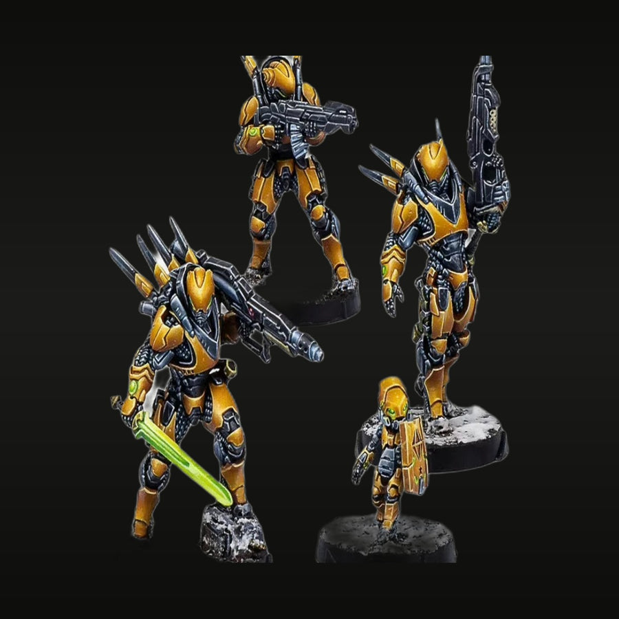 Sci-Fi Shang Ji Invincibles Gold Armored Warrior Set of 3 1/35 Resin Figure Kit - unpainted resin model kit