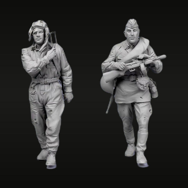WWII Soviet Pilot & Infantry Soldier PPSh-41 1/35 Resin Figure Set
